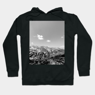 Rocky mountain peak and sky, black and white photography Hoodie